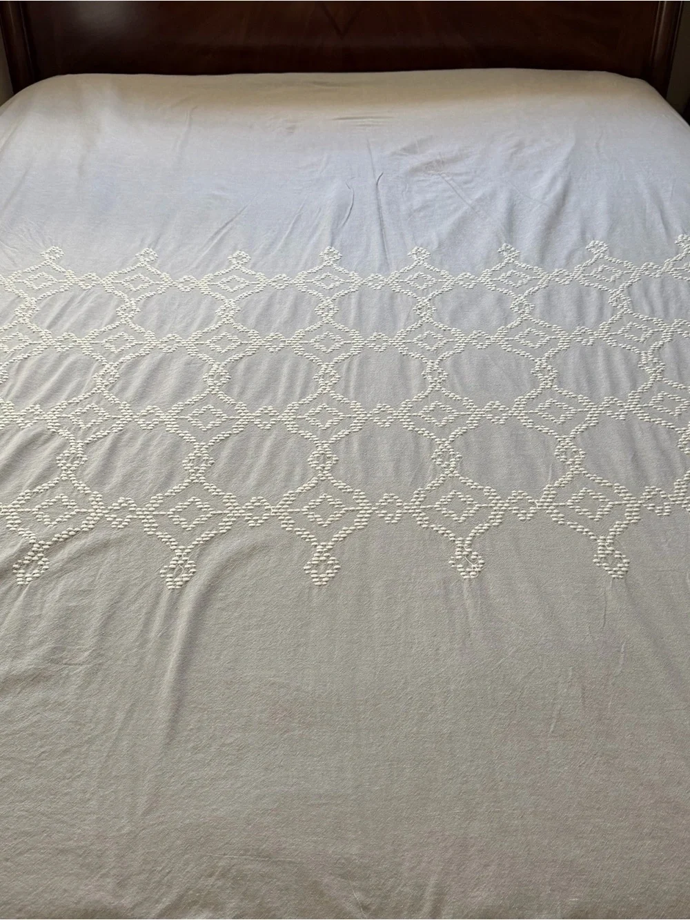 Lucky Brand Home Gray Embroidered Cotton Duvet Cover Full/Queen 86x90